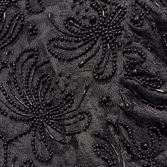 Vintage Laurence Kazar Top Beaded Lace Glam Old Money Romantic Goth Black Small - Picture 6 of 7